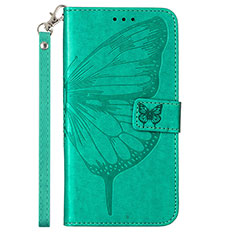 Coque Portefeuille Papillon Livre Cuir Etui Clapet Y02B pour Samsung Galaxy A03s Vert