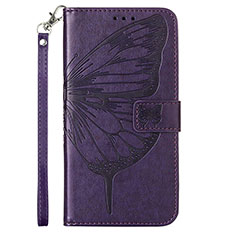 Coque Portefeuille Papillon Livre Cuir Etui Clapet Y02B pour Samsung Galaxy A03s Violet