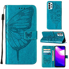 Coque Portefeuille Papillon Livre Cuir Etui Clapet Y02B pour Samsung Galaxy A23 4G Bleu