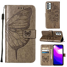 Coque Portefeuille Papillon Livre Cuir Etui Clapet Y02B pour Samsung Galaxy A23 4G Gris
