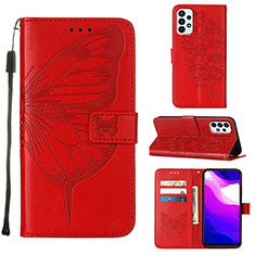 Coque Portefeuille Papillon Livre Cuir Etui Clapet Y02B pour Samsung Galaxy A23 4G Rouge