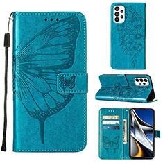 Coque Portefeuille Papillon Livre Cuir Etui Clapet Y02B pour Samsung Galaxy A73 5G Bleu