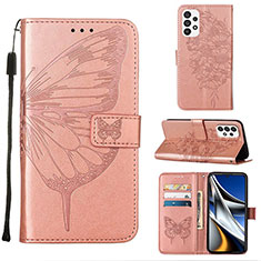 Coque Portefeuille Papillon Livre Cuir Etui Clapet Y02B pour Samsung Galaxy A73 5G Or Rose