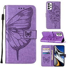 Coque Portefeuille Papillon Livre Cuir Etui Clapet Y02B pour Samsung Galaxy A73 5G Violet Clair