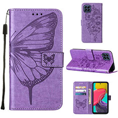 Coque Portefeuille Papillon Livre Cuir Etui Clapet Y02B pour Samsung Galaxy M53 5G Violet Clair