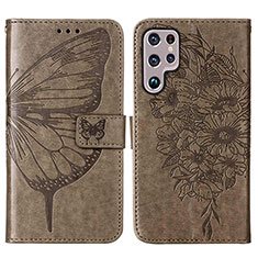 Coque Portefeuille Papillon Livre Cuir Etui Clapet Y06B pour Samsung Galaxy S21 Ultra 5G Bronze