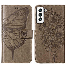 Coque Portefeuille Papillon Livre Cuir Etui Clapet Y06B pour Samsung Galaxy S22 5G Bronze