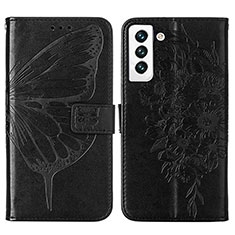 Coque Portefeuille Papillon Livre Cuir Etui Clapet Y06B pour Samsung Galaxy S22 5G Noir