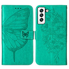 Coque Portefeuille Papillon Livre Cuir Etui Clapet Y06B pour Samsung Galaxy S22 5G Vert