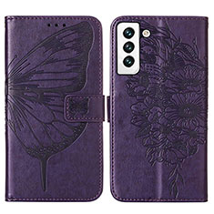 Coque Portefeuille Papillon Livre Cuir Etui Clapet Y06B pour Samsung Galaxy S22 5G Violet