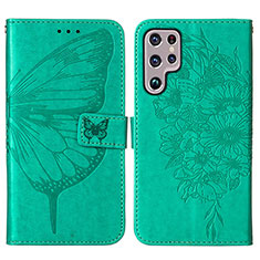 Coque Portefeuille Papillon Livre Cuir Etui Clapet Y06B pour Samsung Galaxy S24 Ultra 5G Vert