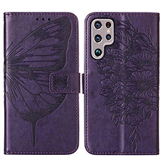 Coque Portefeuille Papillon Livre Cuir Etui Clapet Y06B pour Samsung Galaxy S24 Ultra 5G Violet