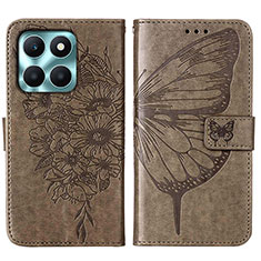 Coque Portefeuille Papillon Livre Cuir Etui Clapet YB1 pour Huawei Honor X8b Gris