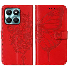 Coque Portefeuille Papillon Livre Cuir Etui Clapet YB1 pour Huawei Honor X8b Rouge