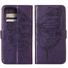 Coque Portefeuille Papillon Livre Cuir Etui Clapet YB1 pour Motorola Moto Edge 40 Pro 5G Violet