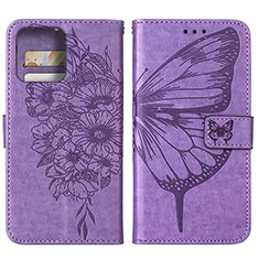 Coque Portefeuille Papillon Livre Cuir Etui Clapet YB1 pour Motorola Moto Edge 40 Pro 5G Violet Clair