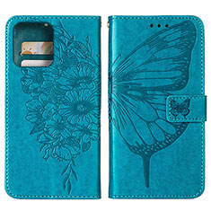 Coque Portefeuille Papillon Livre Cuir Etui Clapet YB1 pour Motorola Moto Edge Plus (2023) 5G Bleu