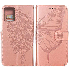 Coque Portefeuille Papillon Livre Cuir Etui Clapet YB1 pour Motorola Moto G 5G (2023) Or Rose