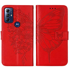 Coque Portefeuille Papillon Livre Cuir Etui Clapet YB1 pour Motorola Moto G Play Gen 2 Rouge