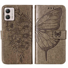 Coque Portefeuille Papillon Livre Cuir Etui Clapet YB1 pour Motorola Moto G53 5G Gris