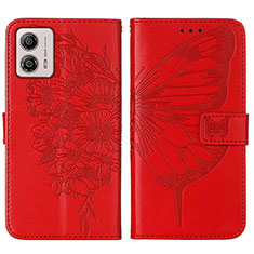 Coque Portefeuille Papillon Livre Cuir Etui Clapet YB1 pour Motorola Moto G53 5G Rouge