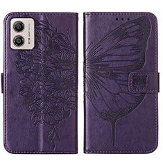 Coque Portefeuille Papillon Livre Cuir Etui Clapet YB1 pour Motorola Moto G53 5G Violet