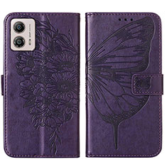 Coque Portefeuille Papillon Livre Cuir Etui Clapet YB1 pour Motorola Moto G53j 5G Violet