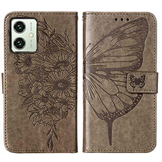 Coque Portefeuille Papillon Livre Cuir Etui Clapet YB1 pour Motorola Moto G54 5G Gris