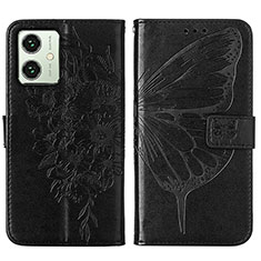 Coque Portefeuille Papillon Livre Cuir Etui Clapet YB1 pour Motorola Moto G54 5G Noir