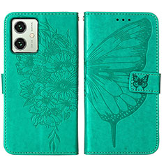 Coque Portefeuille Papillon Livre Cuir Etui Clapet YB1 pour Motorola Moto G54 5G Vert