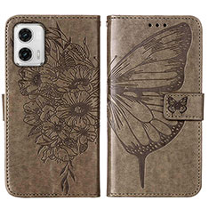 Coque Portefeuille Papillon Livre Cuir Etui Clapet YB1 pour Motorola Moto G73 5G Gris