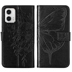 Coque Portefeuille Papillon Livre Cuir Etui Clapet YB1 pour Motorola Moto G73 5G Noir