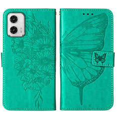 Coque Portefeuille Papillon Livre Cuir Etui Clapet YB1 pour Motorola Moto G73 5G Vert