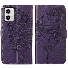 Coque Portefeuille Papillon Livre Cuir Etui Clapet YB1 pour Motorola Moto G73 5G Violet