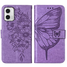 Coque Portefeuille Papillon Livre Cuir Etui Clapet YB1 pour Motorola Moto G73 5G Violet Clair