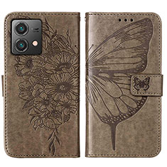 Coque Portefeuille Papillon Livre Cuir Etui Clapet YB1 pour Motorola Moto G84 5G Gris