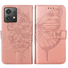 Coque Portefeuille Papillon Livre Cuir Etui Clapet YB1 pour Motorola Moto G84 5G Or Rose