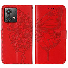 Coque Portefeuille Papillon Livre Cuir Etui Clapet YB1 pour Motorola Moto G84 5G Rouge