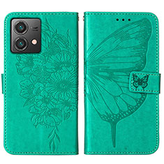 Coque Portefeuille Papillon Livre Cuir Etui Clapet YB1 pour Motorola Moto G84 5G Vert