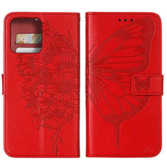 Coque Portefeuille Papillon Livre Cuir Etui Clapet YB1 pour Motorola Moto X40 5G Rouge