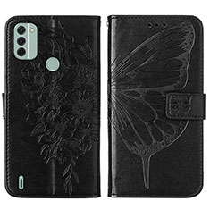 Coque Portefeuille Papillon Livre Cuir Etui Clapet YB1 pour Nokia C31 Noir