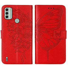 Coque Portefeuille Papillon Livre Cuir Etui Clapet YB1 pour Nokia C31 Rouge