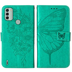 Coque Portefeuille Papillon Livre Cuir Etui Clapet YB1 pour Nokia C31 Vert