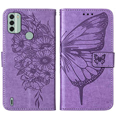 Coque Portefeuille Papillon Livre Cuir Etui Clapet YB1 pour Nokia C31 Violet Clair