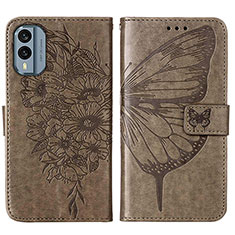 Coque Portefeuille Papillon Livre Cuir Etui Clapet YB1 pour Nokia X30 5G Gris