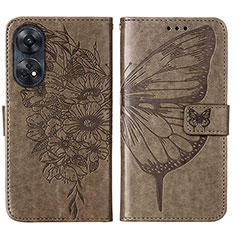 Coque Portefeuille Papillon Livre Cuir Etui Clapet YB1 pour Oppo Reno8 T 4G Gris