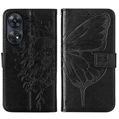 Coque Portefeuille Papillon Livre Cuir Etui Clapet YB1 pour Oppo Reno8 T 4G Noir