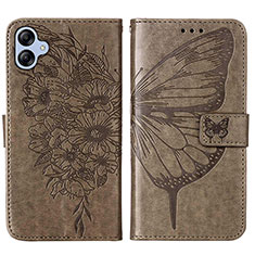 Coque Portefeuille Papillon Livre Cuir Etui Clapet YB1 pour Samsung Galaxy A04 4G Gris