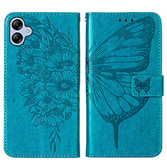 Coque Portefeuille Papillon Livre Cuir Etui Clapet YB1 pour Samsung Galaxy F04 Bleu