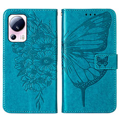 Coque Portefeuille Papillon Livre Cuir Etui Clapet YB1 pour Xiaomi Civi 2 5G Bleu